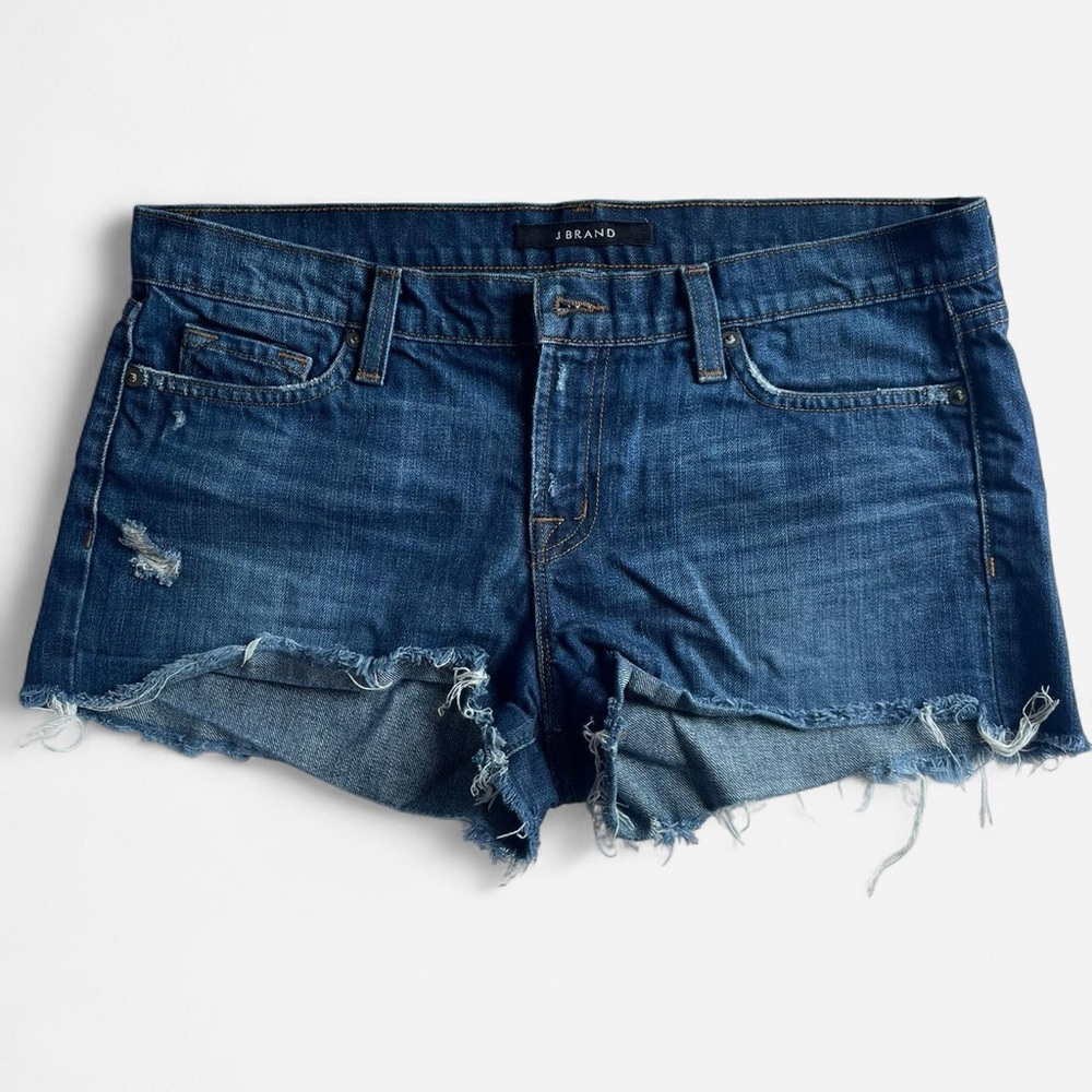 J Brand Dark Blue Distressed Jean Shorts
